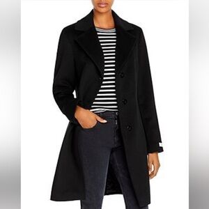 Calvin Klein Elegant NEW Single Breasted Wool Blend Black Coat, Women’s Sz 16